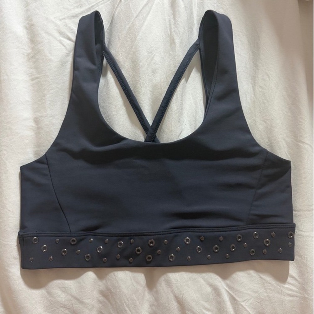 SoulCycle SOUL Womens Studded Grommet Racerback Sports Bra Gray Medium